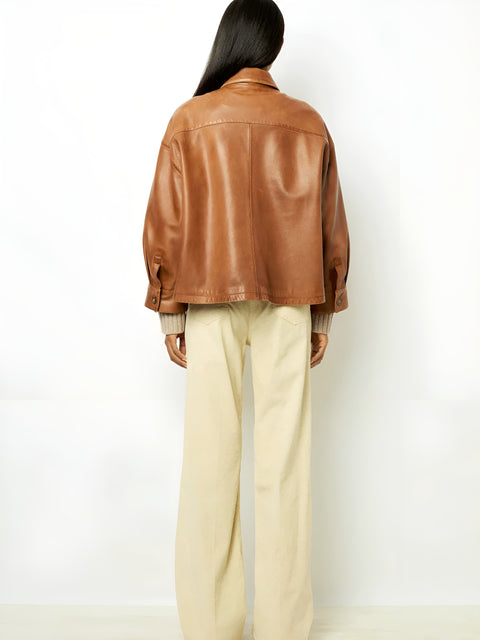 Minimalist Boxy Leather Jacket